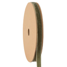 Load image into Gallery viewer, Olive velvet ribbon, 3/8 inch width, 10 yard roll