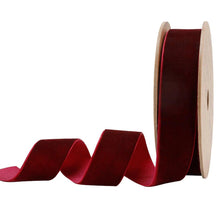 Load image into Gallery viewer, Bordeaux velvet ribbon, 1 inch width, 10 yard roll