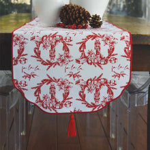 Load image into Gallery viewer, Holiday Toile Red Table Runner