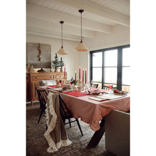 Load image into Gallery viewer, Red Ticking Ruffle Tablecloth - 110"L