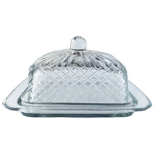 Load image into Gallery viewer, Embossed Glass Butter Dish