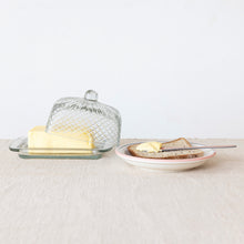 Load image into Gallery viewer, Embossed Glass Butter Dish