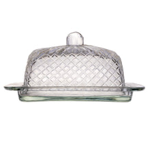 Load image into Gallery viewer, Embossed Glass Butter Dish