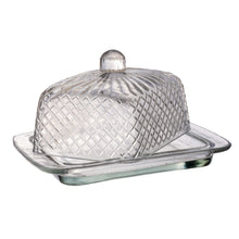Load image into Gallery viewer, Embossed Glass Butter Dish