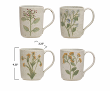 Load image into Gallery viewer, Hand-Painted Stoneware Mug w/ Botanicals