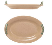 Load image into Gallery viewer, Terra-cotta Platter w/ Hand-Painted Twisted Handles