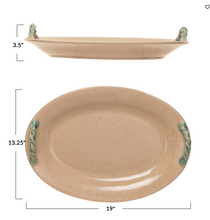 Load image into Gallery viewer, Terra-cotta Platter w/ Hand-Painted Twisted Handles