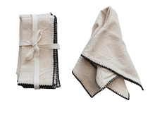 Load image into Gallery viewer, Cotton Napkins w/ Edge Stitching, Natural & Black, Set of 4