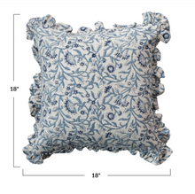 Load image into Gallery viewer, 18" Floral Block Printed Pillow