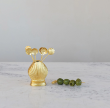 Load image into Gallery viewer, Stainless Steel Appetizer Picks in Shell Shaped Holder
