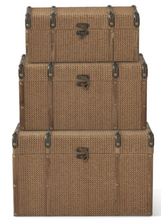 Load image into Gallery viewer, Wood & Woven Jute Nesting Chest