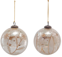 Load image into Gallery viewer, Etched Mercury Glass Ball Ornament 5"