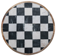 Load image into Gallery viewer, Mango Wood & Marble Check Lazy Susan
