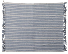 Load image into Gallery viewer, Cotton Blend Throw with Stripes & Fringe