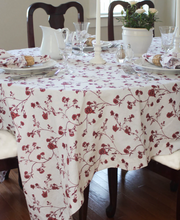 Load image into Gallery viewer, Garden Vine Red Floral Cotton Tablecloth