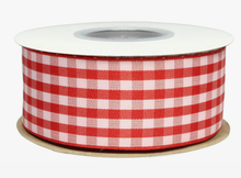 Load image into Gallery viewer, 1 1/2" Gingham Check Ribbon | Red/Pink | 25 Yard Roll