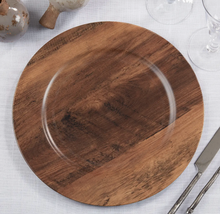 Load image into Gallery viewer, Sleek Faux Wood Charger Plate