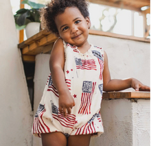 Load image into Gallery viewer, American Flag Baby Girl Bubble Romper