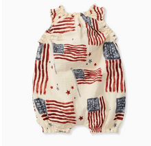 Load image into Gallery viewer, American Flag Baby Girl Bubble Romper