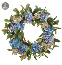 Load image into Gallery viewer, 24" Hydrangea/Queen Anne's Lace Wreath