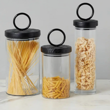 Load image into Gallery viewer, Glass Canister, Black Ring Handle