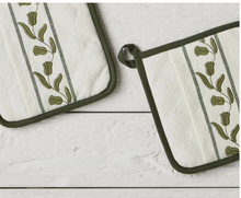 Load image into Gallery viewer, Pot Holder, Spruce Green Tulip, Set of 2