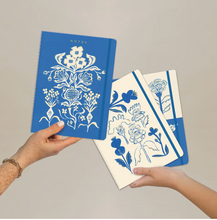Load image into Gallery viewer, Blue Flower Bouquet Seedlings Sewn Trio Notebook Set