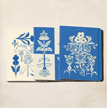Load image into Gallery viewer, Blue Flower Bouquet Seedlings Sewn Trio Notebook Set