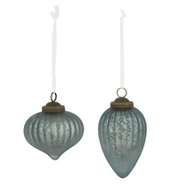 Load image into Gallery viewer, Antique Blue Striated Glass Ornament