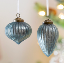 Load image into Gallery viewer, Antique Blue Striated Glass Ornament