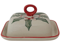Load image into Gallery viewer, Hand-Painted Stoneware Butter Dish