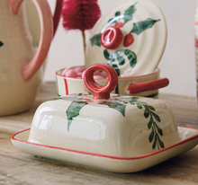 Load image into Gallery viewer, Hand-Painted Stoneware Butter Dish