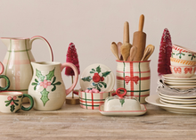 Load image into Gallery viewer, Hand-Painted Stoneware Butter Dish