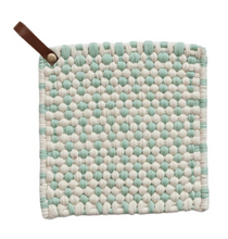 Load image into Gallery viewer, Cotton Crocheted Pot Holder w/ Leather Loop