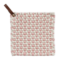 Load image into Gallery viewer, Cotton Crocheted Pot Holder w/ Leather Loop