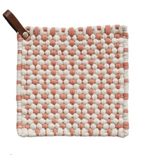 Load image into Gallery viewer, Cotton Crocheted Pot Holder w/ Leather Loop