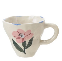 Load image into Gallery viewer, 10 oz. Hand-Painted Stoneware Mug with Flower Image