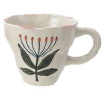Load image into Gallery viewer, 10 oz. Hand-Painted Stoneware Mug with Flower Image