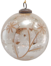 Load image into Gallery viewer, Etched Mercury Glass Ball Ornament 5"