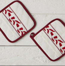 Load image into Gallery viewer, Pot Holder, Merlot Red Tulip, Set of 2