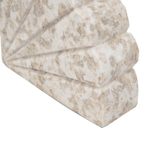 Fan Shaped Cream Marble Bookend Set