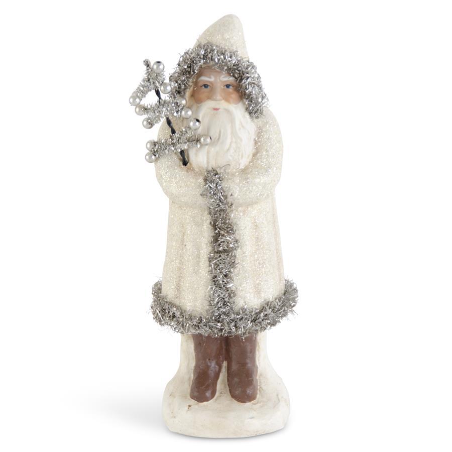Cream Tinsel Santa