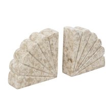 Load image into Gallery viewer, Fan Shaped Cream Marble Bookend Set
