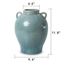 Load image into Gallery viewer, Vintage Blue/Green Handle Vase
