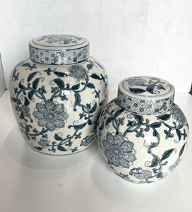 Blue Floral Ginger Jar