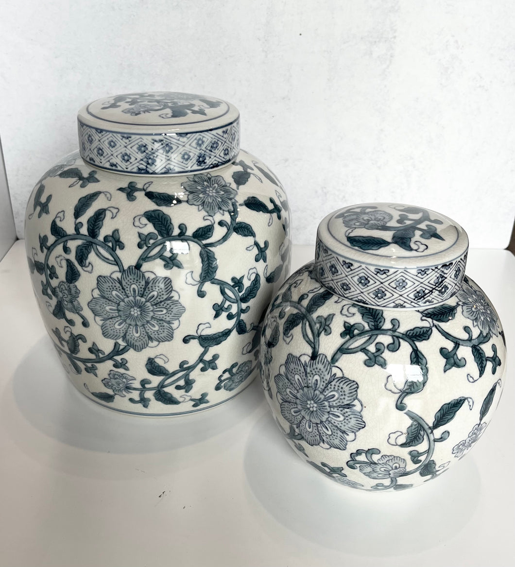 Blue Floral Ginger Jar