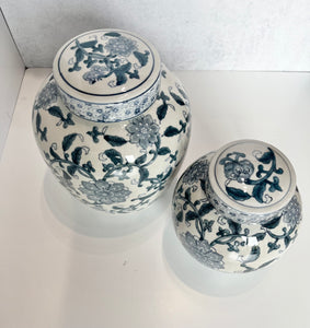 Blue Floral Ginger Jar