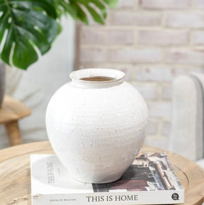 White Ceramic Round Vase