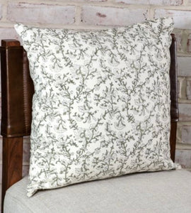 Cream and Sage Blossom Pillow