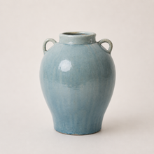 Load image into Gallery viewer, Vintage Blue/Green Handle Vase
